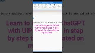 Learn to integrate ChatGPT with UiPath Studio #shorts