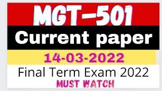 Mgt501 today paper | vu final exam | mgt501 final term exam