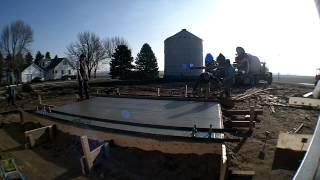 Pouring cement for a grain leg tower (timelapse)