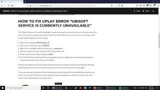 How to Fix Uplay Error “Ubisoft Service is Currently Unavailable” on PC     (look under the video)