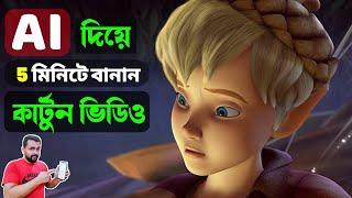 Ai দিয়ে মাত্র ৫ মিনিটে কার্টুন ভিডিও বানান || How to Make Professional Cartoon Video in Mobile