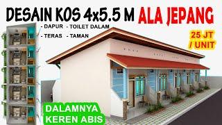 DESAIN KOS KOSAN 4 X 5,5 Bergaya JEPANG || Dapur, Kamar Mandi Dalam, Teras & Taman