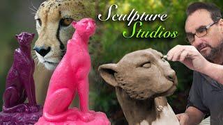 Life Size Fiberglass Cheetahs by Sculpture Studios