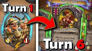 TURN 1 Scout and GREED for a 6-drop! | Hearthstone Battlegrounds Co-op