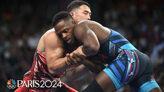 Kamal Bey falls to Akzhol Makhmudov in Olympic wrestling debut | Paris Olympics | NBC Sports