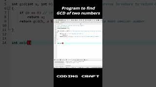 Program to find GCD of two numbers | Coding Craft |Programing Learning| c++ | #codingcraft