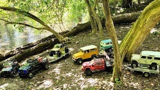 RC Rock Crawler Trailer Trail Trucking session, FMS fj40, Jeeps, Dually CEN, Axial #rclife