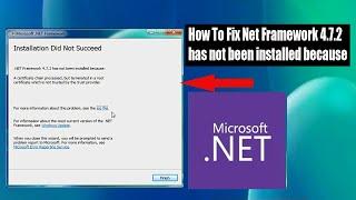How To Fix Instal Net Framework 4.7.2 has not been installed because