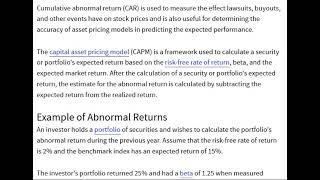 What is  What Is an Abnormal Return and CAR