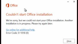 Fix - Couldn't Start Office Installation - Another installation is in progress