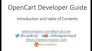 Introduction and Table of contents - Opencart development
