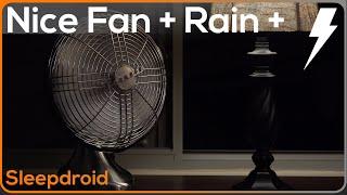 ► Dripping Rain and Thunder with Medium Speed Fan Sounds for Sleeping. Fan White Noise. Rain/Thunder