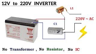 12v DC to 220v AC Converter ( INVERTER ) - No Transformer, No Resistor, No IC