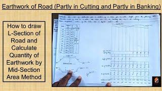 How to draw a L-section and calculate earthwork quantity of a road by Mid Section Method?