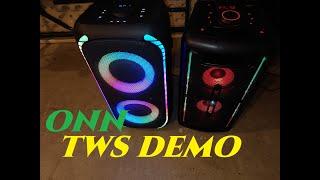 ONN Large Party Speaker Gen. 2 & 1   How To Do TWS & TWS Sound Demo. Bluetooth Speakers in Garage