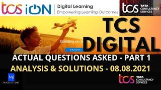 TCS Digital Aptitude Questions and Answers - 08.08.2021 - First Slot