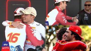 Max Verstappen Lewis Hamilton & more F1 Drivers congratulate Charles Leclerc | Wholesome scenes