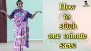 How to stitch 1 minute saree / One minute  readymade saree stitching / How to make readymade saree