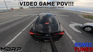 Tuned Infiniti Q60 3rd Person Sunset POV | BURBLE MAP AND MULTIPLE PULLS!!!