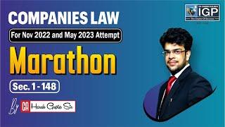 COMPANIES LAW MARATHON (Sec. 1-148) | Nov 2022 | CA Intermediate | CA Harsh Gupta