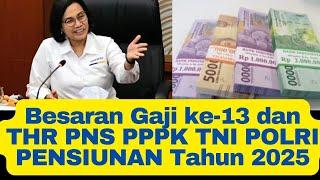 Besaran Gaji ke-13 dan THR PNS PPPK TNI POLRI PENSIUNAN Tahun 2025