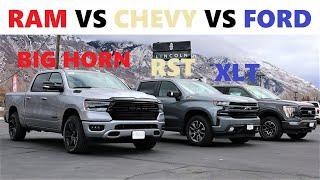 2021 Ford F-150 XLT Vs 2021 Chevy 1500 RST Vs 2021 Ram 1500 Big Horn: Which Truck Is The Best Value?