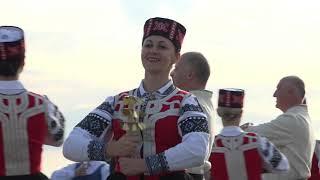 Latvian national dance Gatves Deja on the runway of Riga Airport