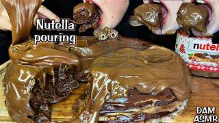 ASMR ULTIMATE NUTELLA CHOCO CREPE CAKE누텔라 초콜릿 크레페 케이크 花生醬 巧克力可麗餅蛋糕 ヌテラ, チョコレートクレープケーキMUKBANGنوتيلا