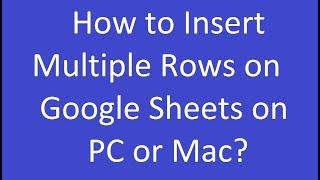 How to Insert Multiple Rows on Google Sheets on PC or Mac?