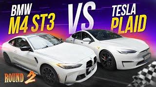 Кто быстрее BMW M4 или TESLA PLAID? Гонки M4 G82 ST3 vs TESLA PLAID vs 340 Stage 4