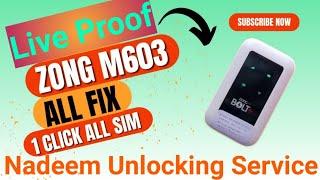 Zong Bolt+ M603 Full Unlock No Service Fix Just One Click All Sim Wonking Live Proof By Nadeem