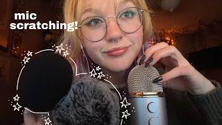 ASMR mic scratching and mouth sounds — no cover, foam cover, and fluffy cover scratching