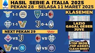 HASIL LIGA ITALIA TADI MALAM - LAZIO VS UDINESE - NAPOLI - VENEZIA - SERIE A 2025 TERBARU PEKAN 28