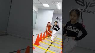 Adorable child model learning catwalk