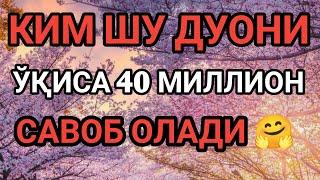 КИМ ШУ ДУОНИ ЎҚИСА 40 МИЛЛИОН САВОБ ОЛАДИ