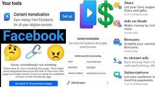 Content Monetization Facebook | In Stream Ads Monetization Closed | Sorry Somethings Not Working