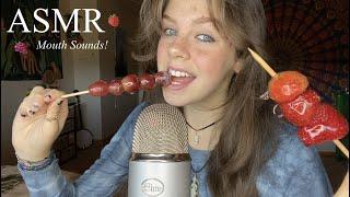 ASMR Eating Candied Strawberries & Grapes