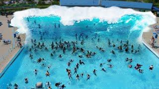 wave pool BREAKS and causes massive wave