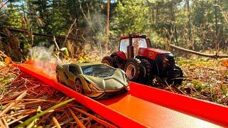 Hot Wheels Lamborghini vs Case IH Tractor Toy!