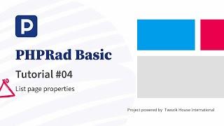 PHPRad Basic Tutorial #04  List page properties