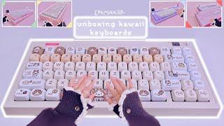 Kawaii Keyboards Unboxing Haul! RT100 Pink/Purple, Pastel64 Kit, EK75 Kit Wisteria Flamingo Switches