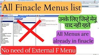 All Finacle Menu list in finacle | No need of F menu