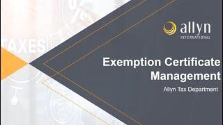 Sales and Use Tax Exemption Certificate Management Training