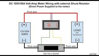DC 100V 50A ebay Digital Volt Amp meter (old version circa 2017) Wiring