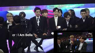 EXO reaction to BTS Taekook handshake and Kaibaek Mama 2017 Best collaboration