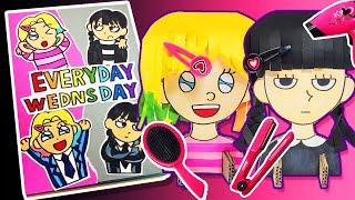 일상 웬즈데이 게임책 만들기 (헤어샵‍️, 종이스퀴시 먹방)  DIY Everyday Wednesday Game Book