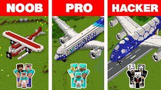 Minecraft NOOB vs PRO vs HACKER: FAMILY PLANE HOUSE BUILD CHALLENGE / Animatio