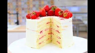 Торт Молочная Девочка / Бисквитный Торт с Клубникой / Sponge Cake Recipe