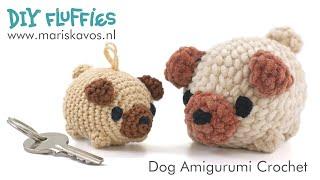 How to crochet a Dog Amigurumi toy keychain for beginners - English