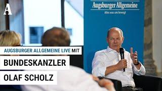 Bundeskanzler Olaf Scholz verteidigt bei "Augsburger Allgemeine Live" die Arbeit seiner Koalition